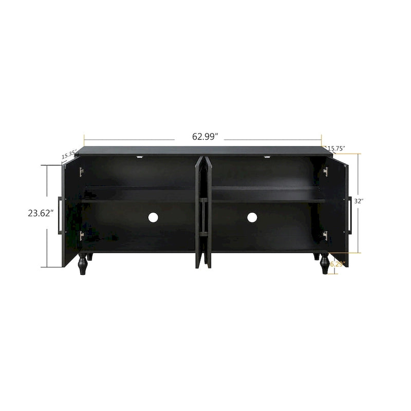 Grand meuble de rangement avec porte à motif floral sculpté et poignée en métal, idéal pour le salon, la cuisine ou l'entrée.