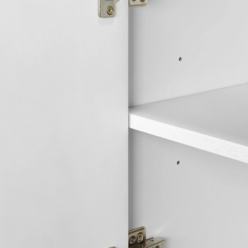 Buffet en bois avec 4 portes et étagères réglables, idéal pour l'entrée, le salon ou la chambre.