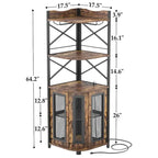 Buffet d'angle en bois de style campagnard avec étagère supérieure