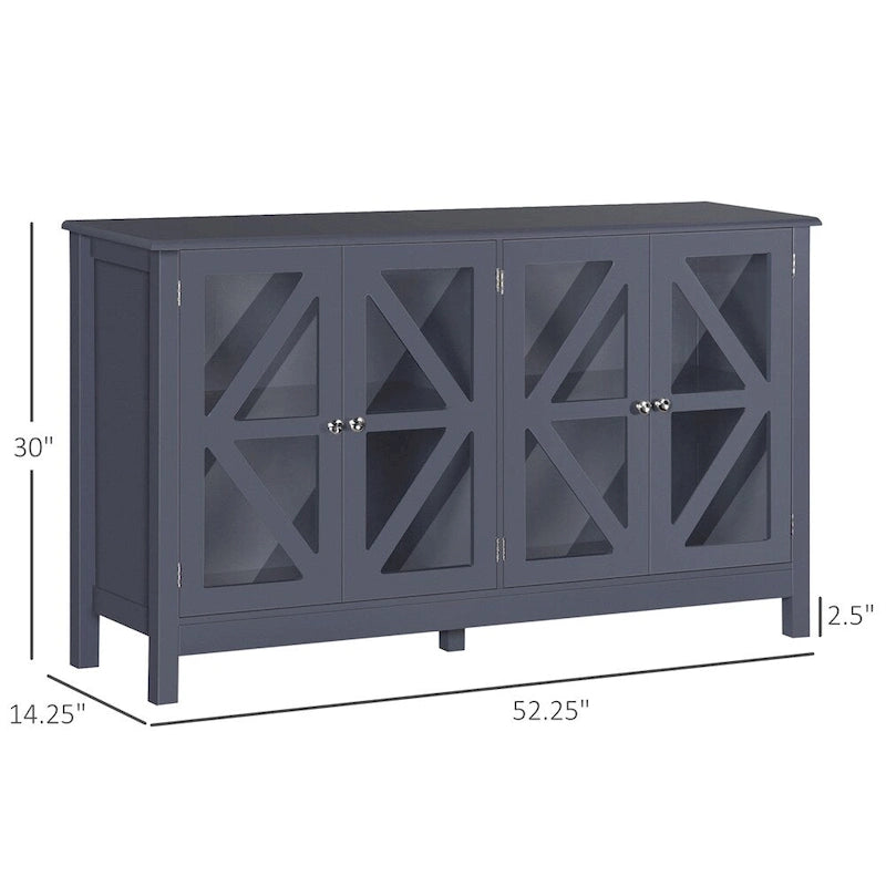 Buffet de cuisine avec portes vitrées et étagère de rangement réglable
