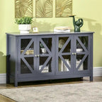 Buffet de cuisine avec portes vitrées et étagère de rangement réglable