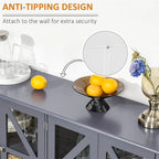 Buffet de cuisine avec portes vitrées et étagère de rangement réglable
