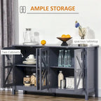 Buffet de cuisine avec portes vitrées et étagère de rangement réglable