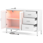 Meuble d'appoint 45 W avec tiroirs et station de charge, buffet de rangement avec éclairage LED