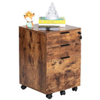 Classeur à roulettes JJS à 3 tiroirs, rangement en bois avec serrure et roulettes