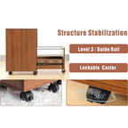 Classeur à roulettes JJS à 3 tiroirs, rangement en bois avec serrure et roulettes