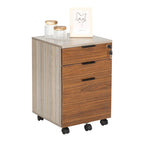 Classeur à roulettes JJS à 3 tiroirs, rangement en bois avec serrure et roulettes