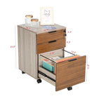 Classeur à roulettes JJS à 3 tiroirs, rangement en bois avec serrure et roulettes