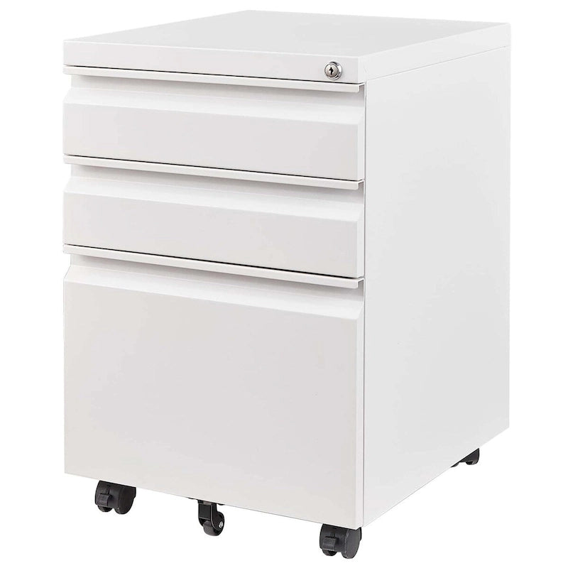 Classeur mobile à 3 tiroirs avec serrure, classeur métallique pour bureau à domicile, formats Lettre/Légal/A4, entièrement assemblé