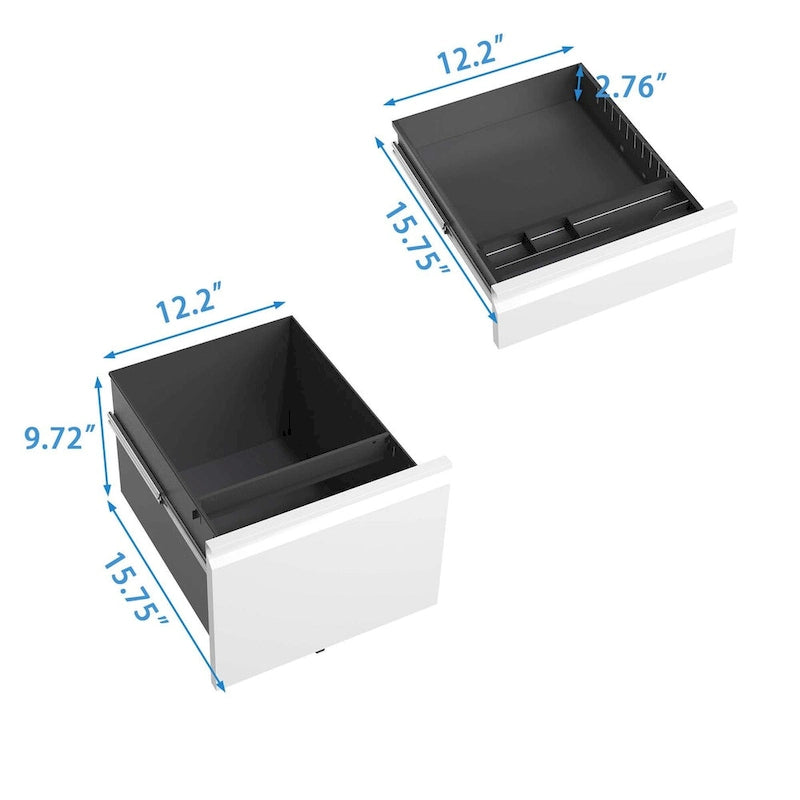 Classeur mobile à 3 tiroirs avec serrure, classeur métallique pour bureau à domicile, formats Lettre/Légal/A4, entièrement assemblé