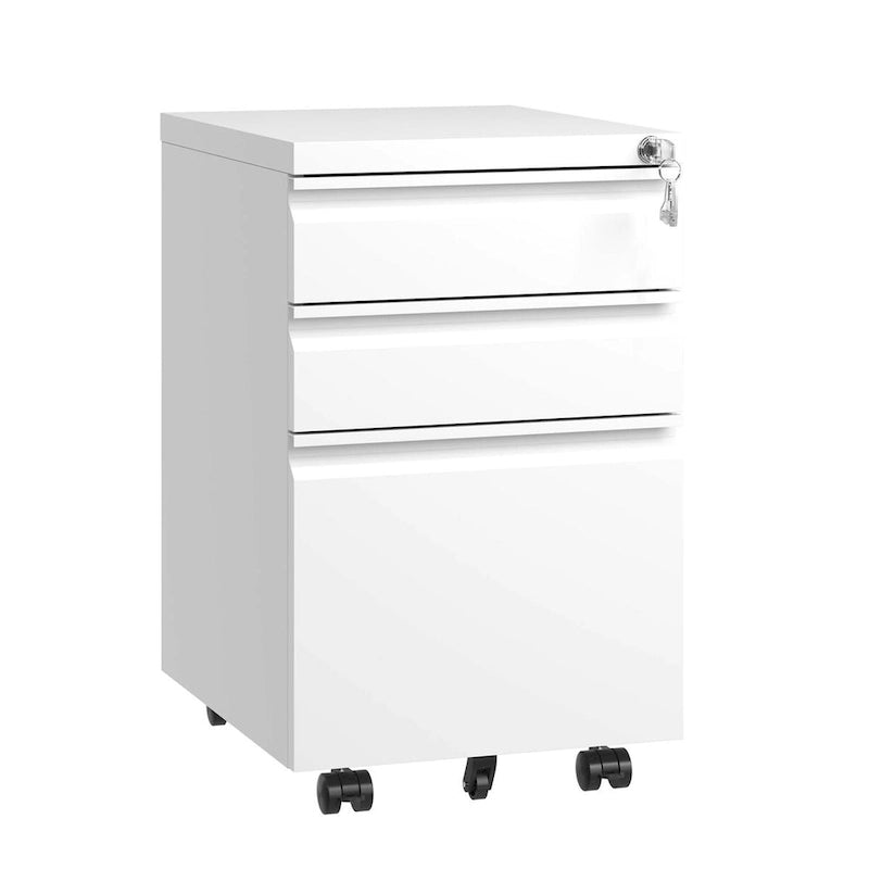 Classeur mobile à 3 tiroirs avec serrure, classeur métallique pour bureau à domicile, formats Lettre/Légal/A4, entièrement assemblé