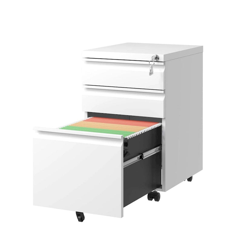 Classeur mobile à 3 tiroirs avec serrure, classeur métallique pour bureau à domicile, formats Lettre/Légal/A4, entièrement assemblé