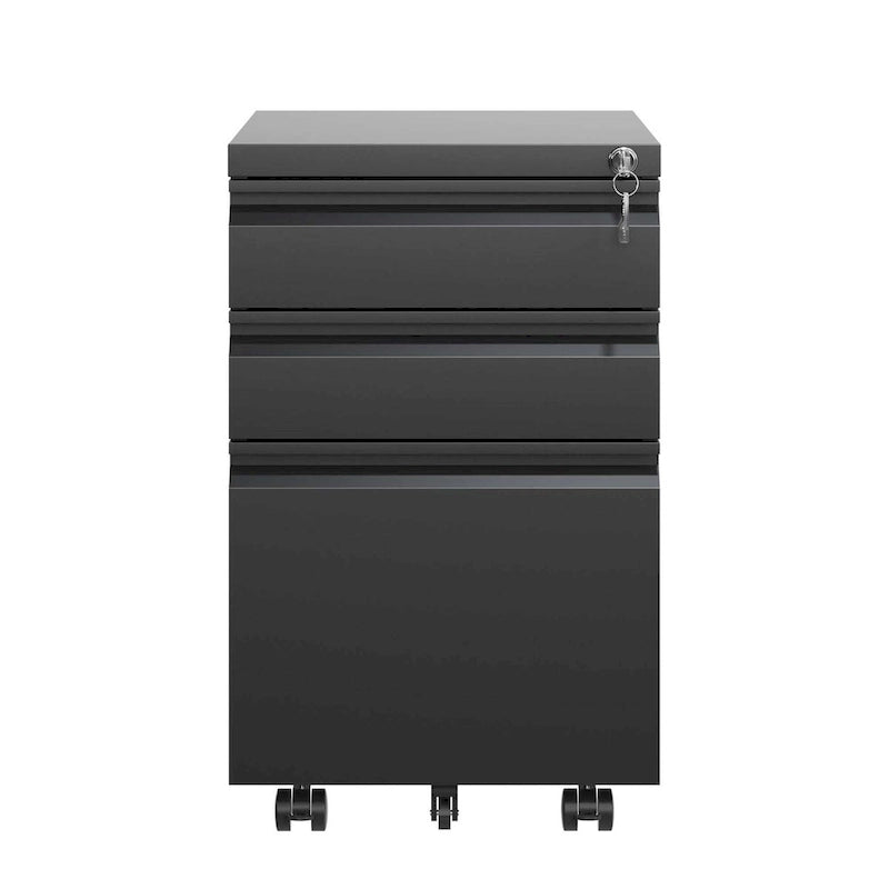 Classeur mobile à 3 tiroirs avec serrure, classeur métallique pour bureau à domicile, formats Lettre/Légal/A4, entièrement assemblé