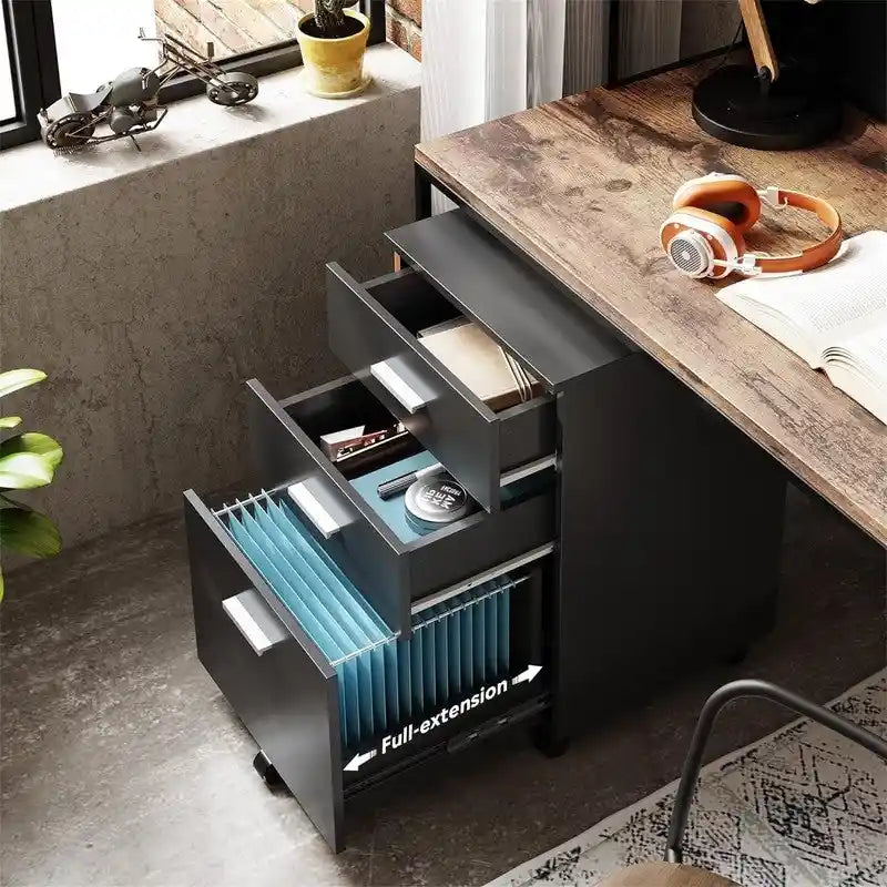 Classeur mobile en bois à 3 tiroirs