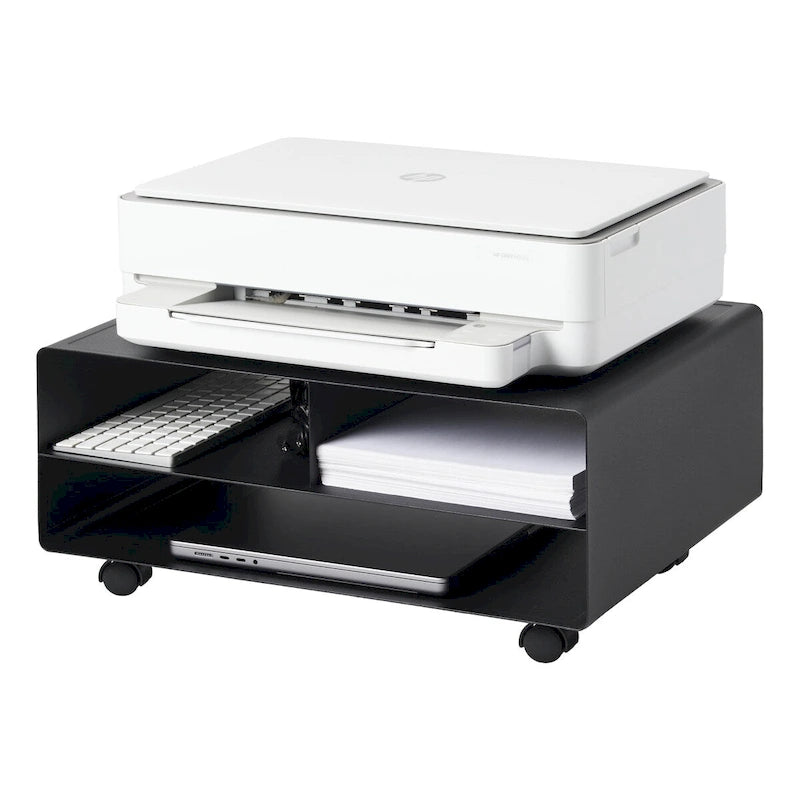 Support roulant pour imprimante Yamazaki Home, en acier, supporte jusqu'à 27 kg, assemblage minimal - L 37 x l 48 x H 19 cm