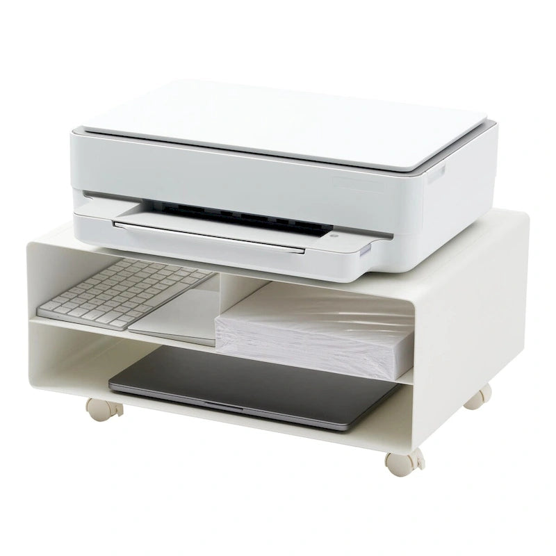 Support roulant pour imprimante Yamazaki Home, en acier, supporte jusqu'à 27 kg, assemblage minimal - L 37 x l 48 x H 19 cm