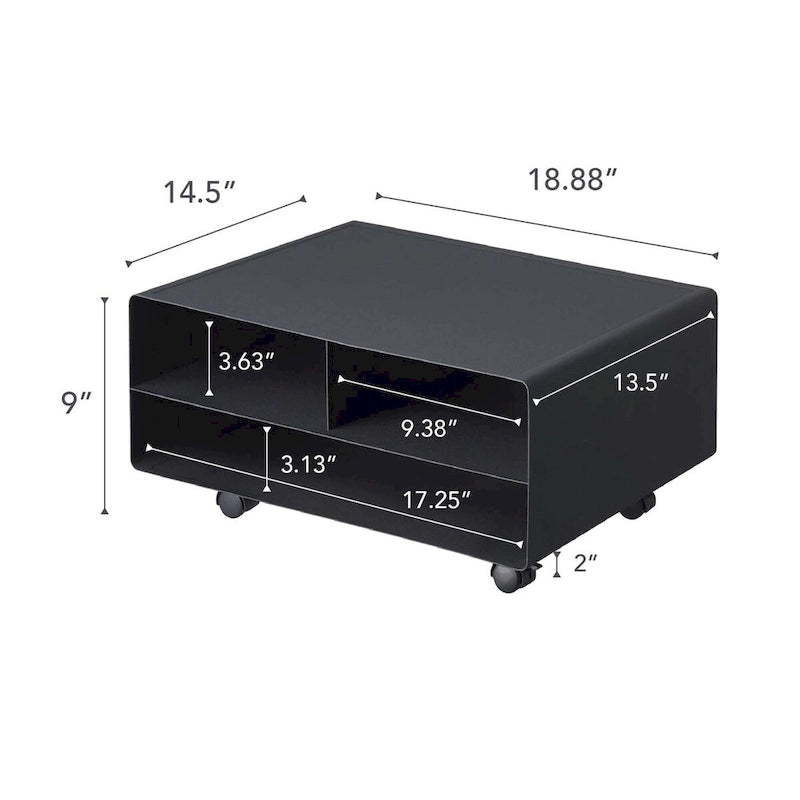 Support roulant pour imprimante Yamazaki Home, en acier, supporte jusqu'à 27 kg, assemblage minimal - L 37 x l 48 x H 19 cm
