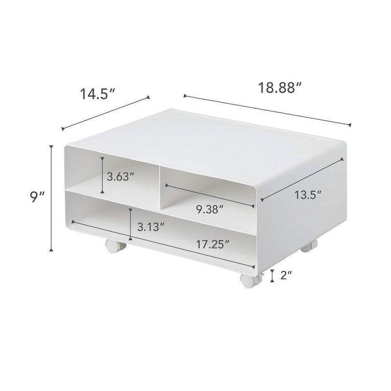 Support roulant pour imprimante Yamazaki Home, en acier, supporte jusqu'à 27 kg, assemblage minimal - L 37 x l 48 x H 19 cm