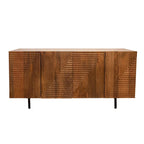 Meuble à panneaux de particules élégant Sagebrook Home à 4 portes en bois brun riche, matériaux durables : métal et bois - 63,0 x 17,7 x 29,5