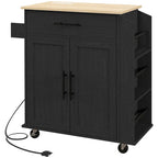 Îlot de cuisine mobile avec rangements, prises secteur et ports USB