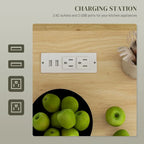 Îlot de cuisine mobile avec rangements, prises secteur et ports USB