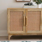 Armoire à trois portes Spence en rotin de bois de manguier naturel