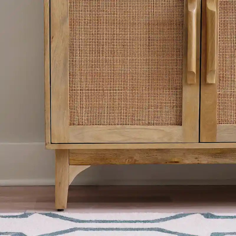 Armoire à trois portes Spence en rotin de bois de manguier naturel
