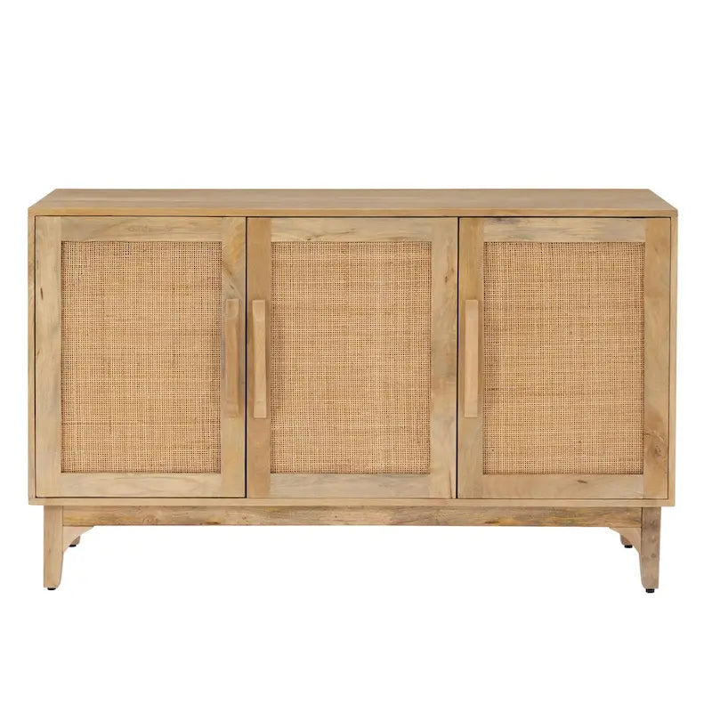 Armoire à trois portes Spence en rotin de bois de manguier naturel