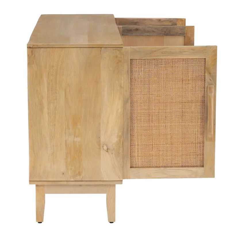 Armoire à trois portes Spence en rotin de bois de manguier naturel