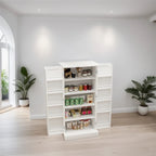 Armoire de cuisine autoportante avec éclairage LED, 2 portes et étagères - Non applicable