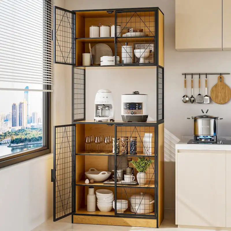 Armoire de cuisine Javlergo 72 avec porte et étagères, meuble haut de cuisine avec support pour micro-ondes