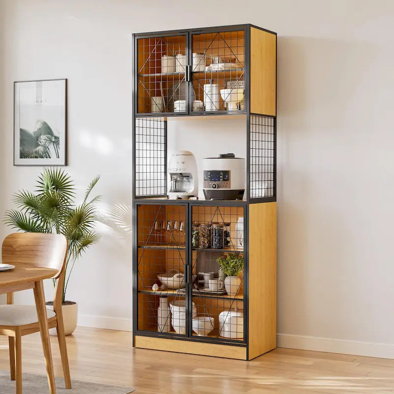 Armoire de cuisine Javlergo 72 avec porte et étagères, meuble haut de cuisine avec support pour micro-ondes