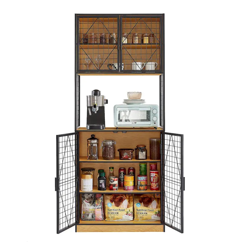 Armoire de cuisine Javlergo 72 avec porte et étagères, meuble haut de cuisine avec support pour micro-ondes