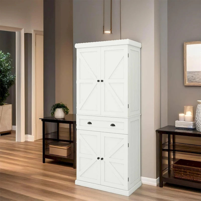 White Four Door One Drawer Cabinets