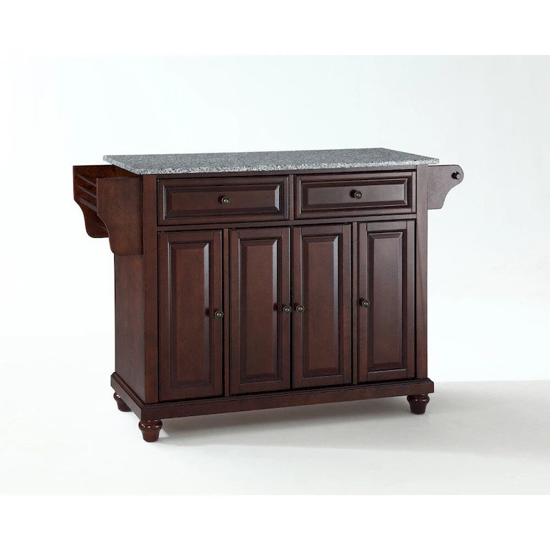 Îlot de cuisine Crosley Cambridge avec plateau en granit massif, finition acajou vieilli - 45,7 cm (P) x 131 cm (L) x 88,9 cm (H)