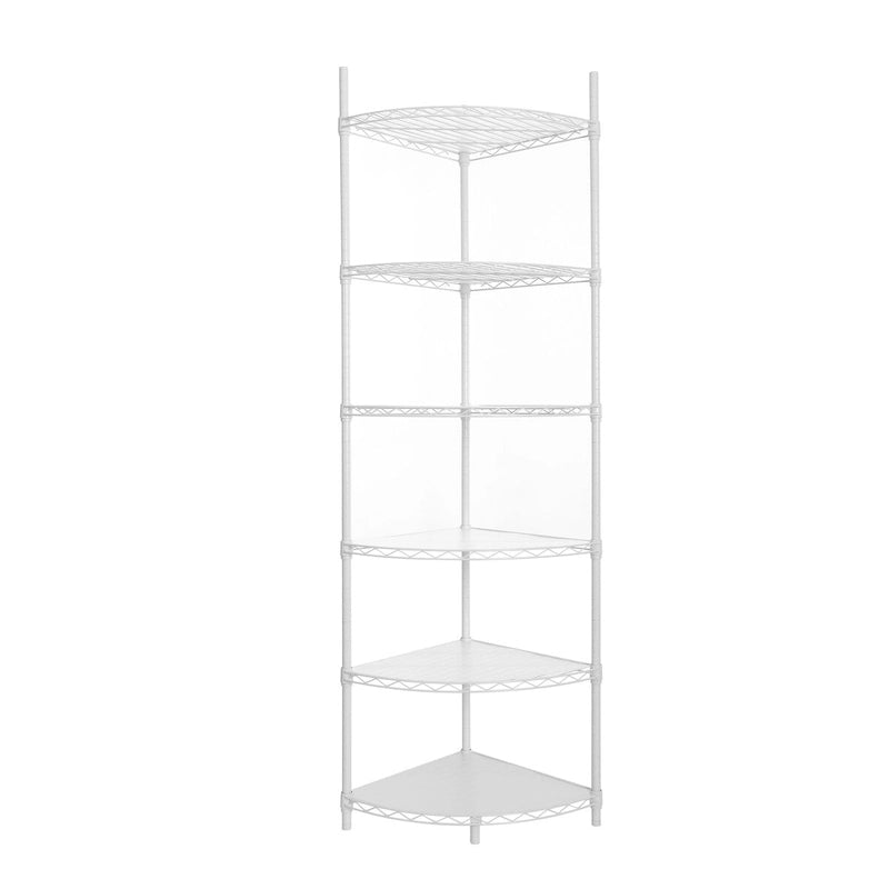 Étagère d'angle à 6 niveaux, réglable, en fil métallique