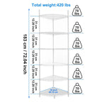 Étagère d'angle à 6 niveaux, réglable, en fil métallique