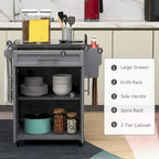 Îlot de cuisine mobile sur roulettes avec comptoir en acier inoxydable