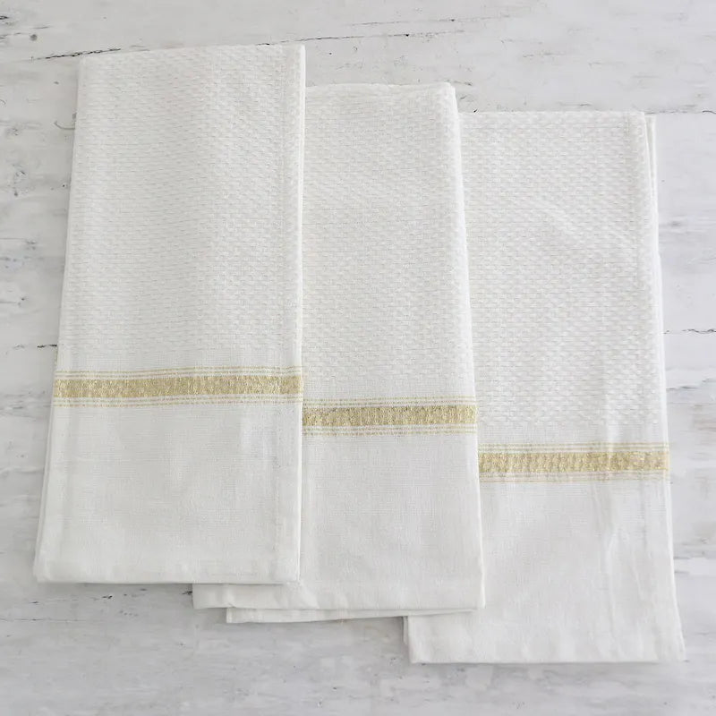 Torchons en coton Novica Snow Sophistication faits main (lot de 3)
