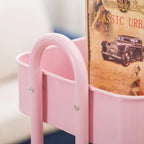Chariot de rangement à 3 niveaux en métal rose avec roulettes - 31*14*18