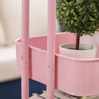 Chariot de rangement à 3 niveaux en métal rose avec roulettes - 31*14*18