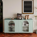Buffet laqué à 4 portes vitrées, meuble de rangement pour salon, vert menthe