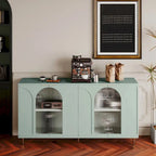 Buffet laqué à 4 portes vitrées, meuble de rangement pour salon, vert menthe