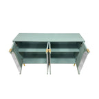 Buffet laqué à 4 portes vitrées, meuble de rangement pour salon, vert menthe