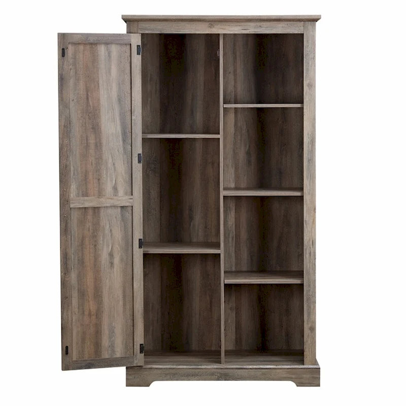 Armoire de rangement haute en bois avec porte de grange