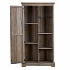 Armoire de rangement haute en bois avec porte de grange