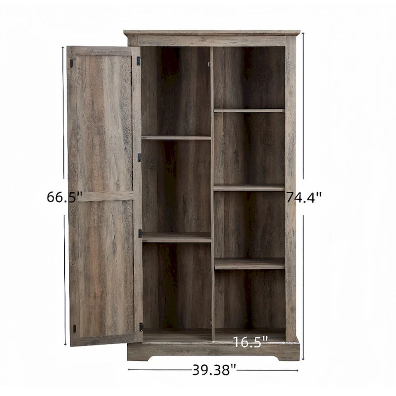 Armoire de rangement haute en bois avec porte de grange