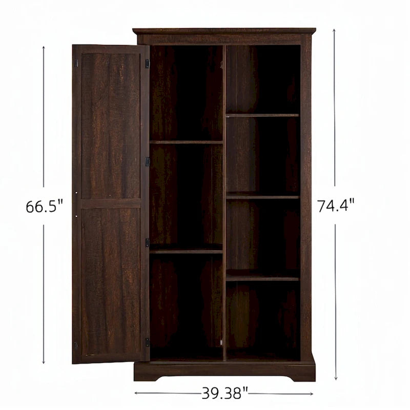 Armoire de rangement haute en bois avec porte de grange