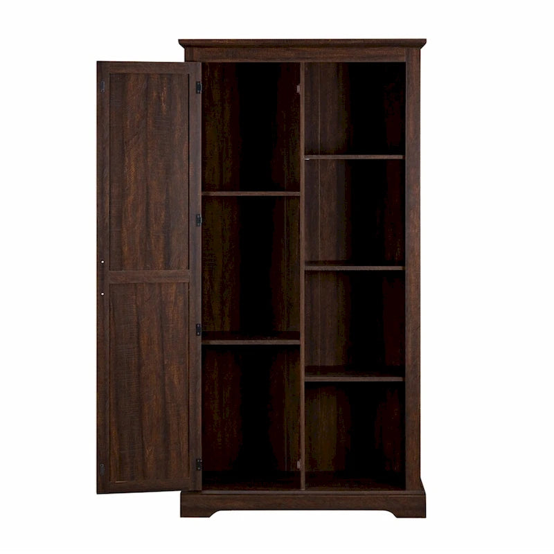 Armoire de rangement haute en bois avec porte de grange