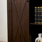 Armoire de rangement haute en bois avec porte de grange